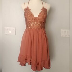 Rust Orange Wishlist Boho Asymmetrical Dress Small